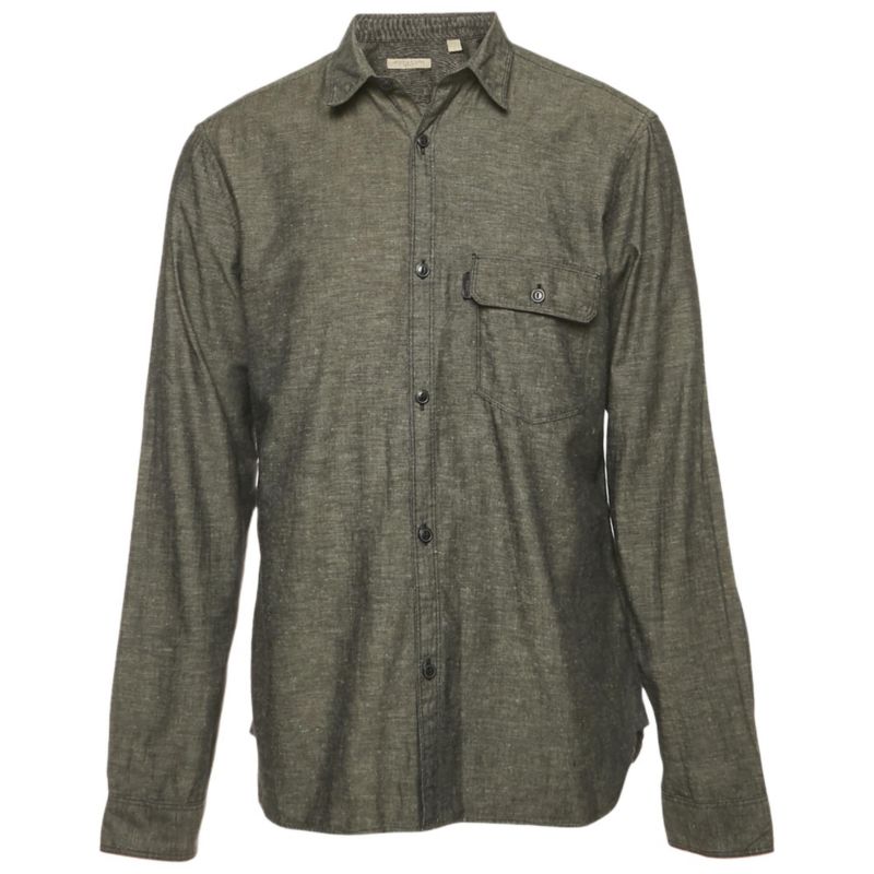 Men's Brit Dark Grey Cotton Blend Button Front Shirt