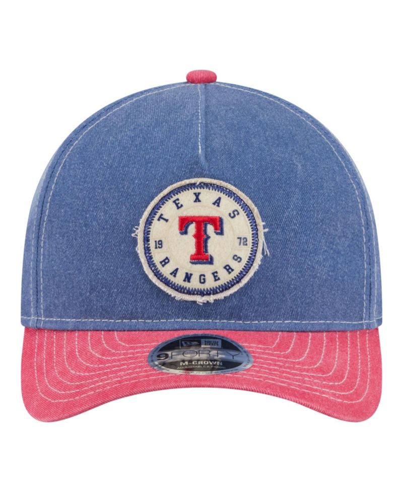 Men's Royal/Red Texas Rangers Felt M-Crown 9FORTY Adjustable Hat
