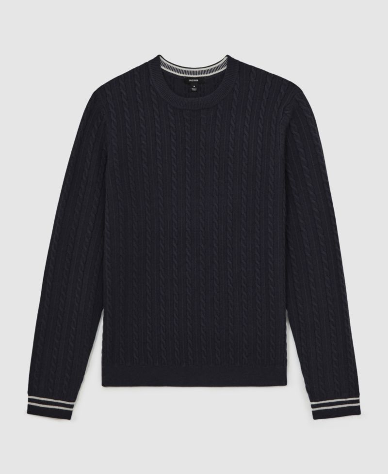 Men's Luca Regular Fit Cable-Knit Wool-Blend Sweater