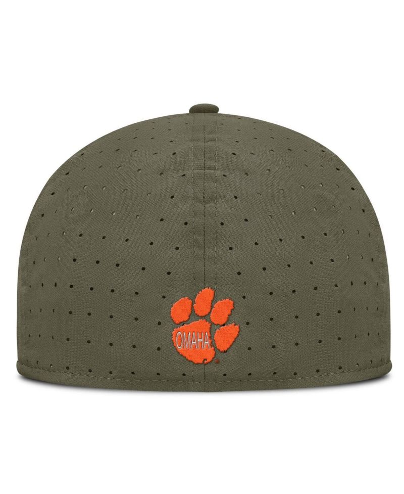 Men's Olive Clemson Tigers On-Field Dugout True Performance Fitted Hat