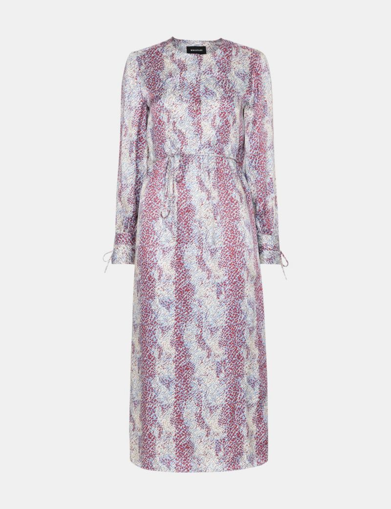 Women's Mottled Snake Print Midi Dress