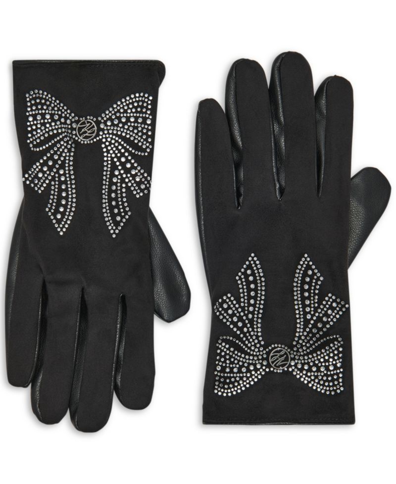 Faux Suede Bow Gloves