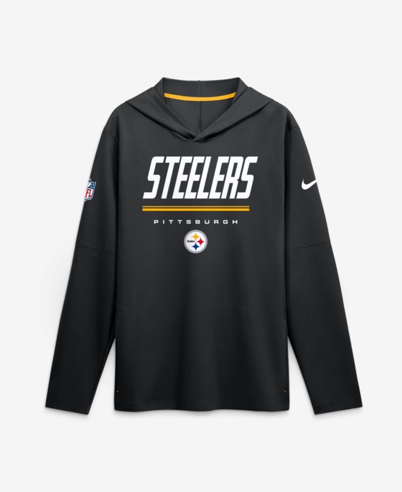 Men's Black Pittsburgh Steelers Big & Tall Sideline Game On Lightweight Hooded Long Sleeve Dri-FIT Sweatshirts