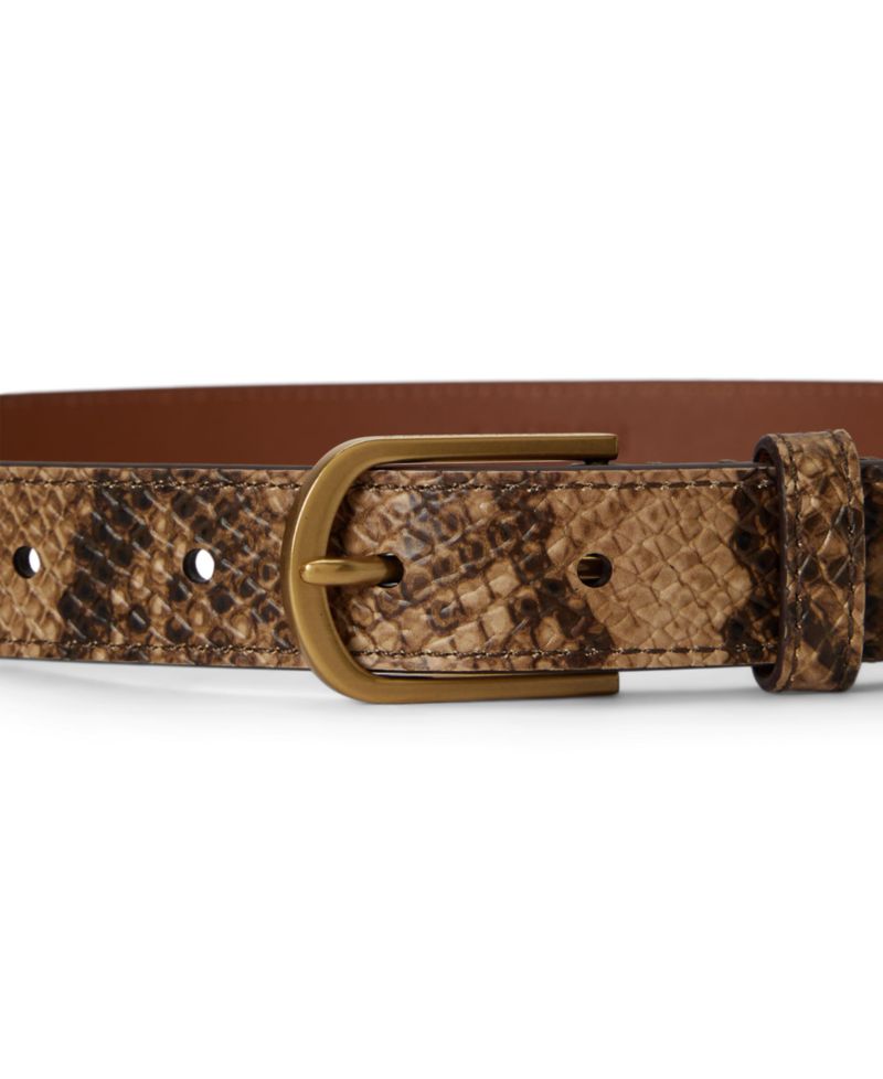 Python-Embossed Leather Belt