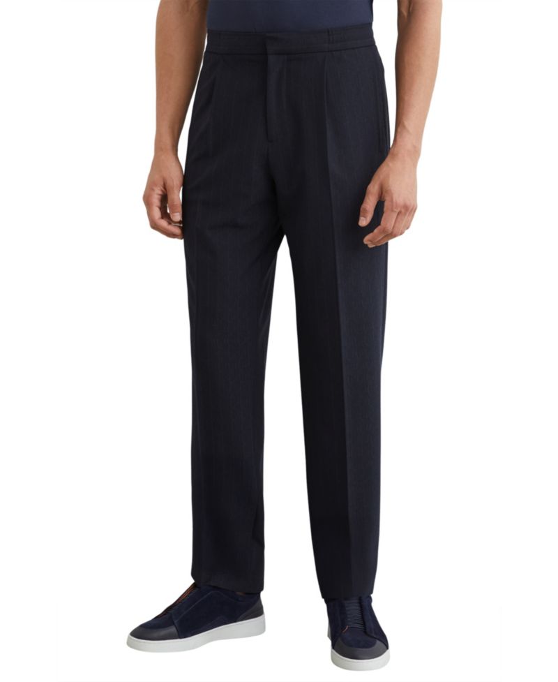 Men's Sidney Trouser Stripe Tapered Pleated Pants