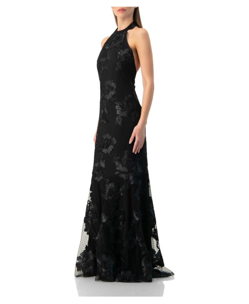 Women's Halter Floral Lace Mermaid Gown