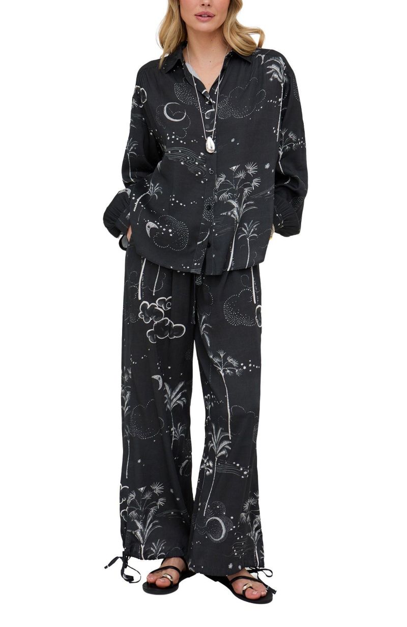 Women's Palm Button Down Palm Print Shirt