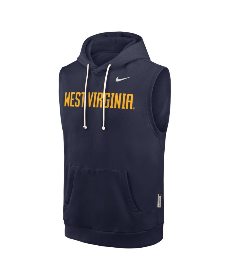 Men's Navy West Virginia Mountaineers 2026 Sideline Sleeveless Dri-FIT Hoodie
