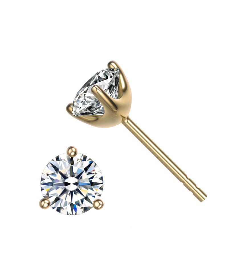 Elegant 3-Prong Martini Solitaire Stud Earrings
