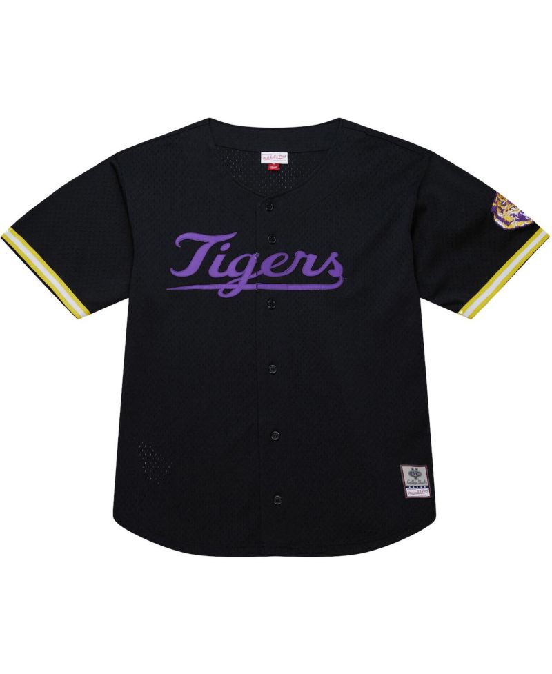 Men's Black LSU Tigers On The Clock Full-Button Fashion Jersey