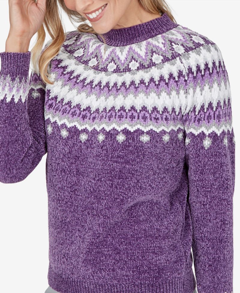 Petite Fair Isle Mock Neck Pullover Sweater