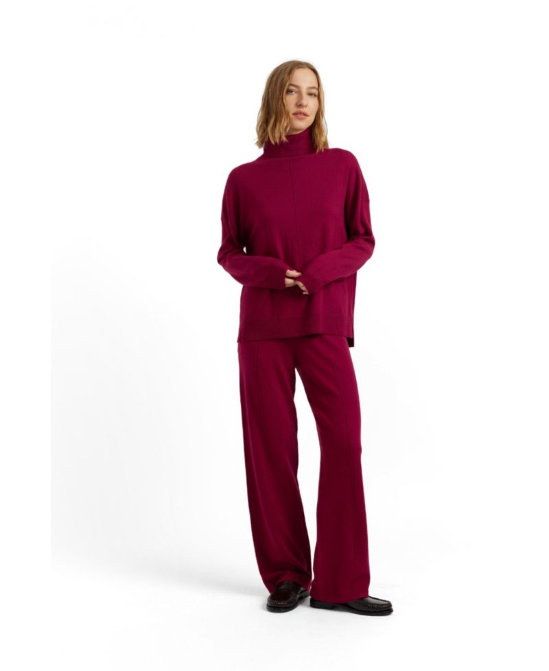 Women's Relaxed Roll Neck Wool-Cashmere Blend Sweater