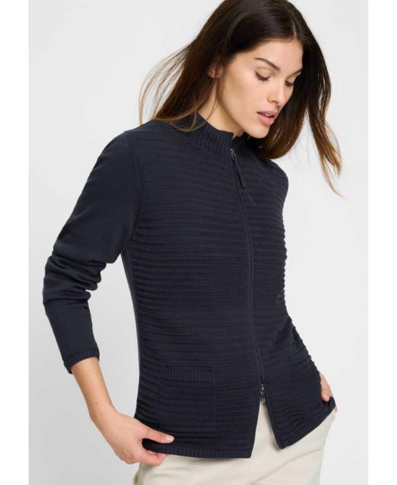 Women's Rib Knit Zip Front Cardigan