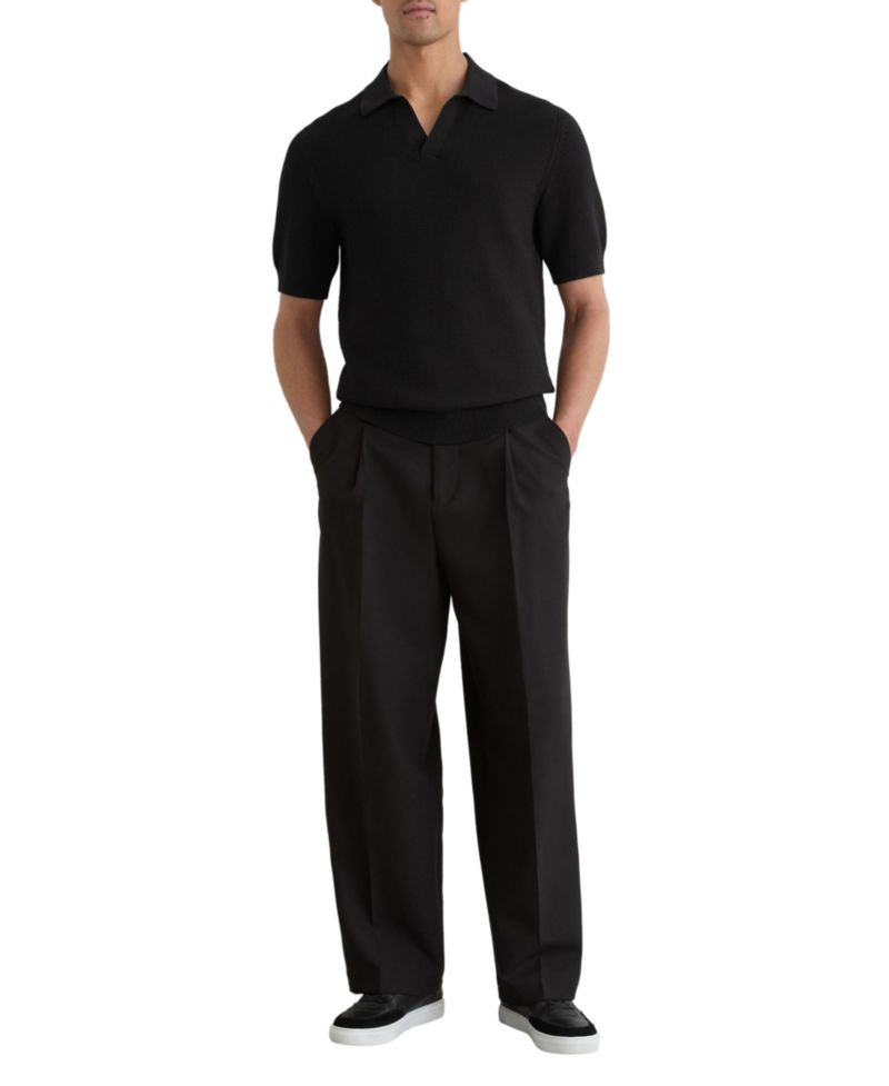 Men's Leon Open Collar Basket Stitch Polo Shirt