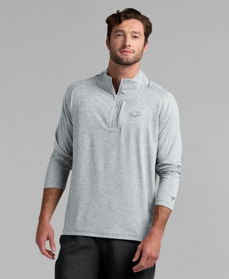 Men's Gray Arkansas Razorbacks Mock Neck Half-Zip Pullover Jacket