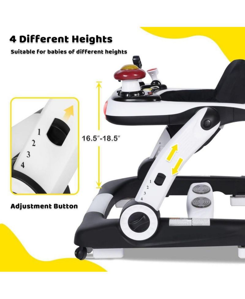 5-in-1 Baby Activity Walker with Music and Lights, Adjustable Height and Safety Bumper