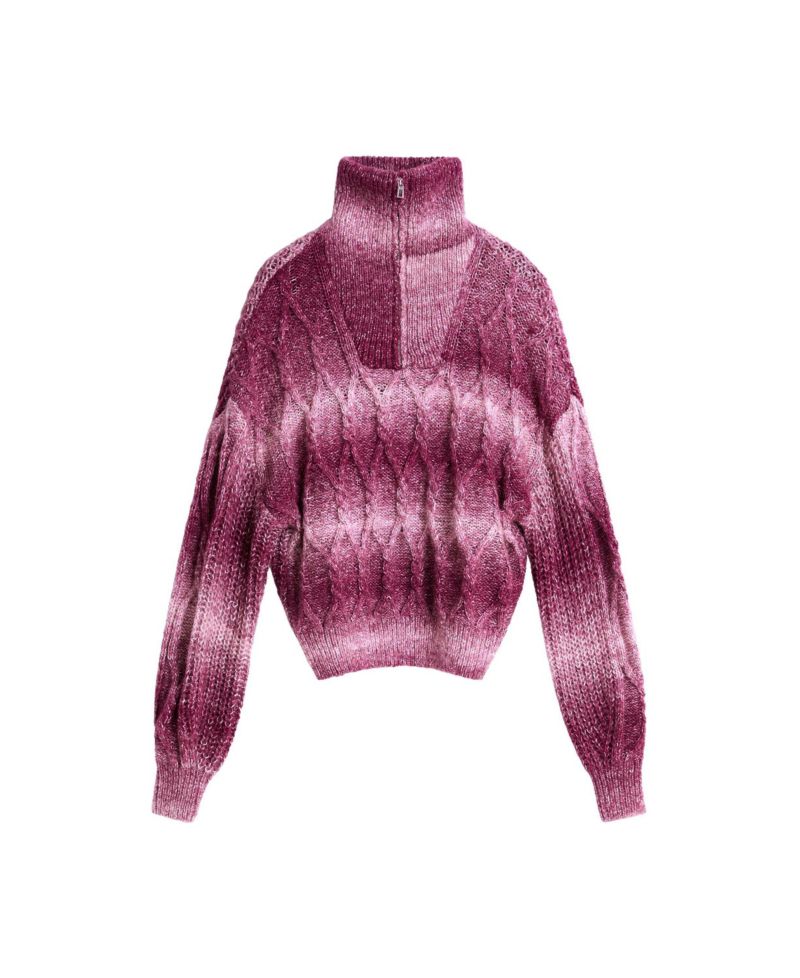Women's Quarter-Zip Cable-Knit Chunky Sweater