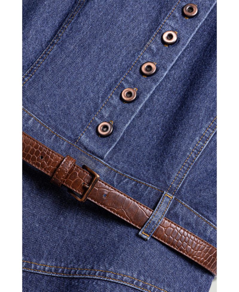 Women's Belted Denim Mini Dress