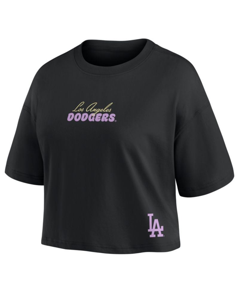Women's Enrique Hernandez Black Los Angeles Dodgers Name & Number Cropped Top