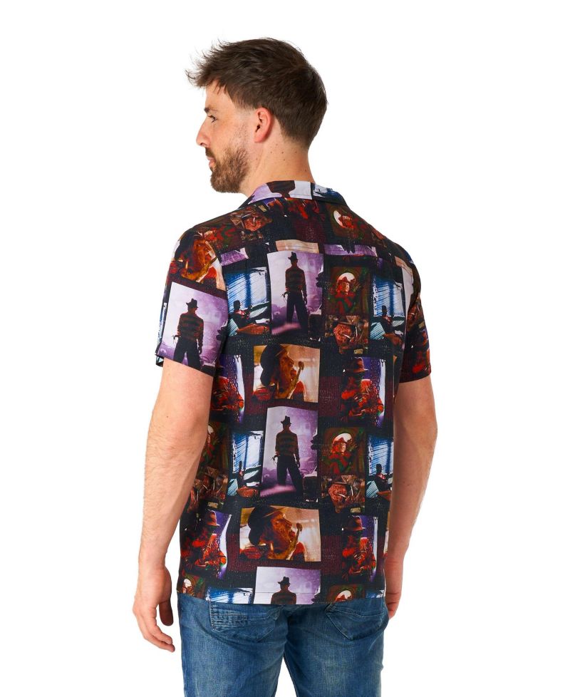 Men's Official A Nightmare On Elm Street Hawaii Shirt - Halloween Themed Party Shirt - Short Sleeve - Black