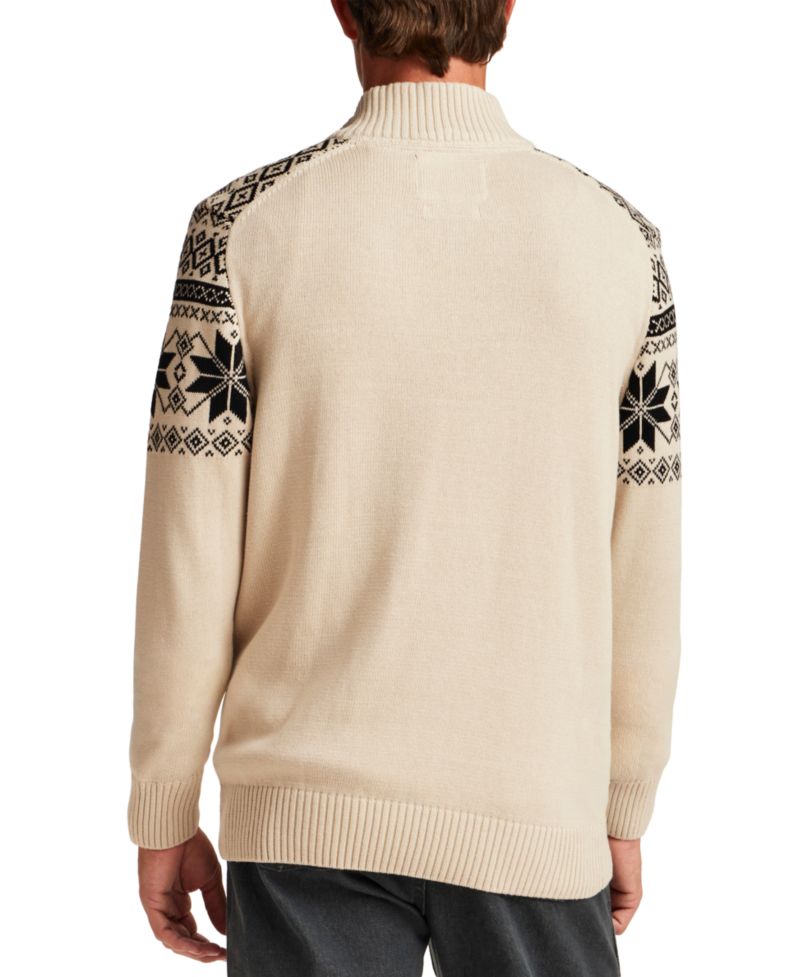 Men's Snowflake Yoke Quarter-Zip Sweater