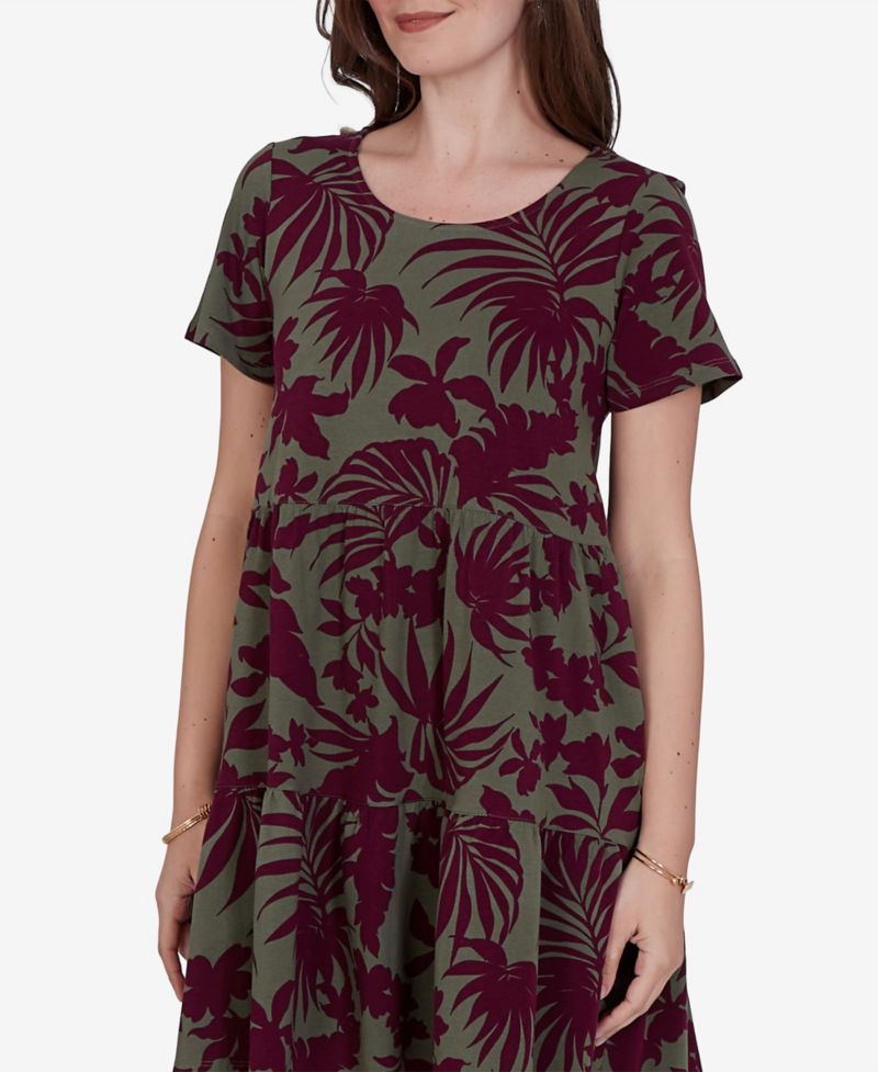 Petite Tropical Print Stretch Pocket Dress