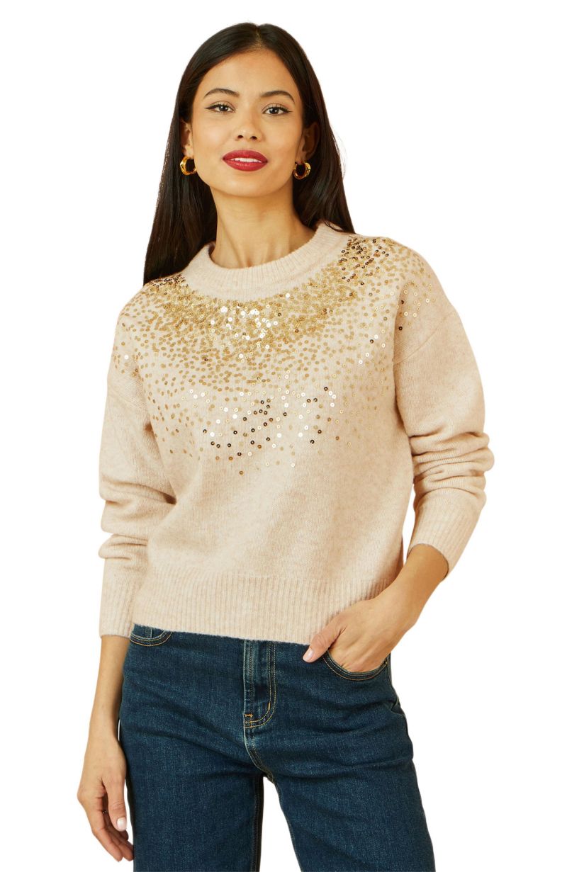 Women's Relaxed Knitted Sequin Sweater