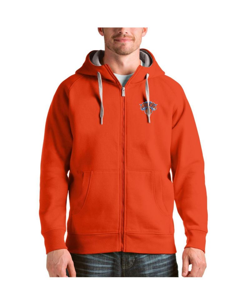 Men's Orange New York Knicks Logo Victory Full-Zip Hoodie