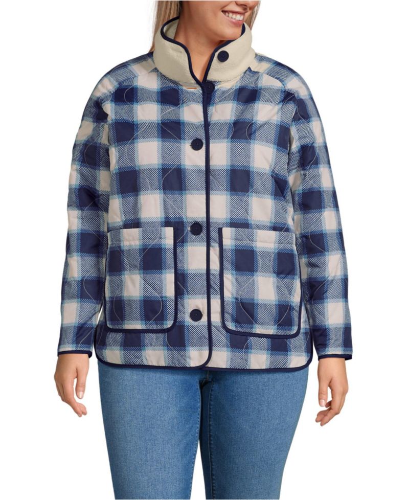 Plus Size High Pile Fleece Reversible Mixed Media Long Jacket