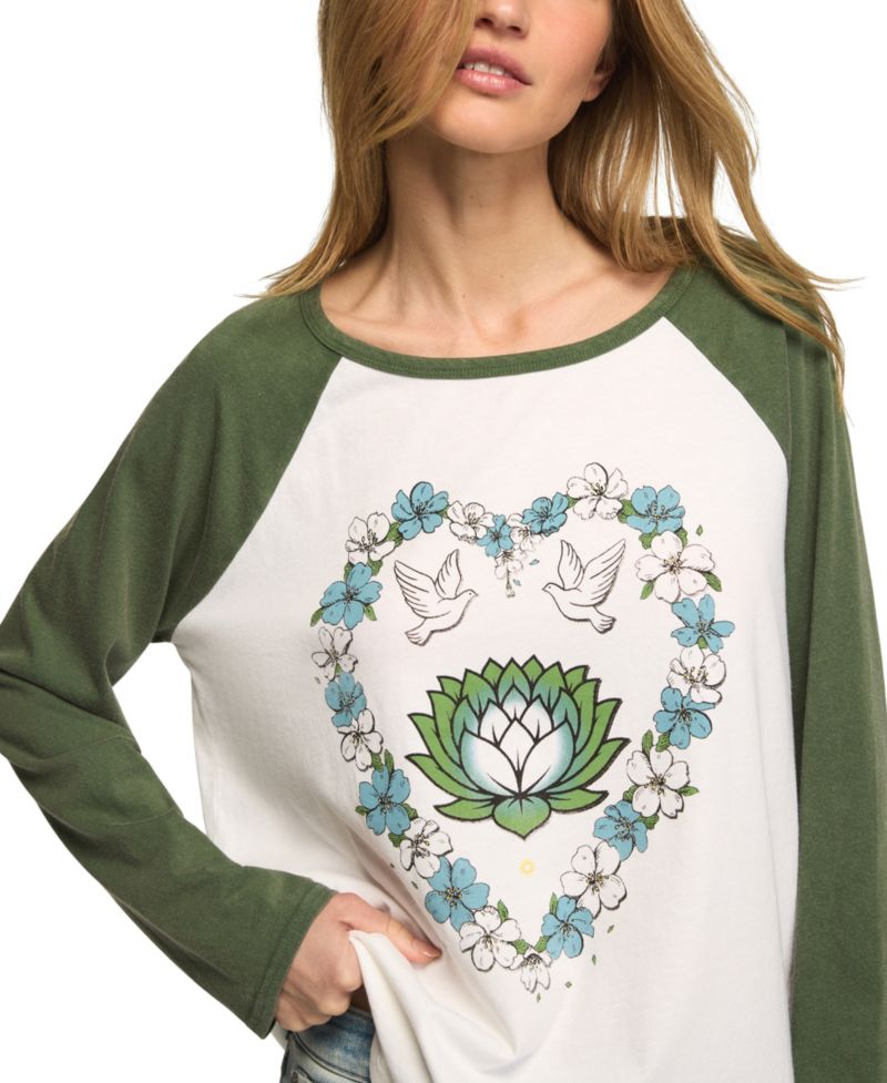 Women's Heart Lotus Graphic 3/4-Sleeve T-Shirt