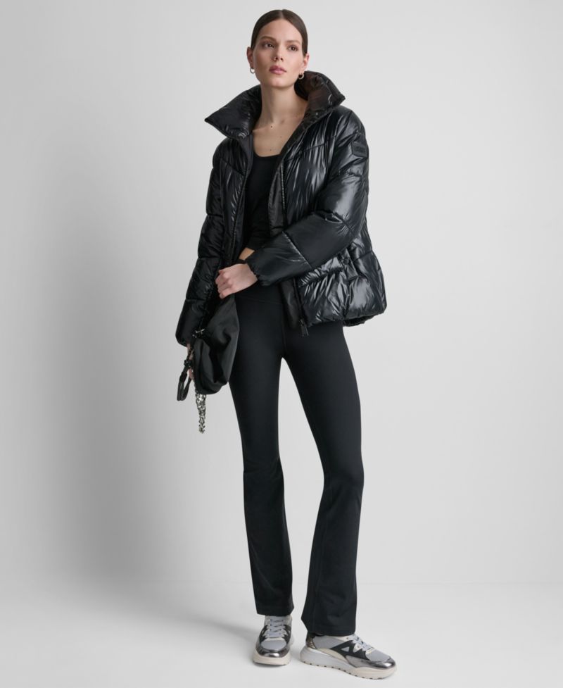 Women's Water-Resistant Quilted Puffer Jacket with Oversized Collar