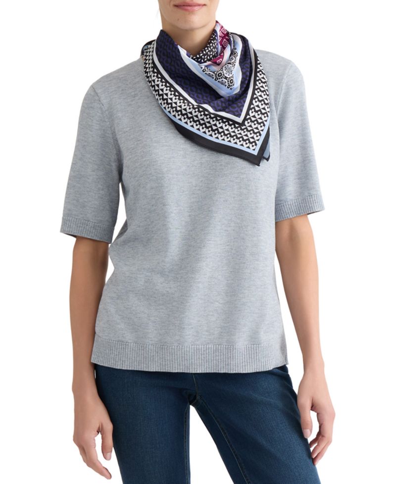 Women's Accent Rib Knit Scarf T-Shirt