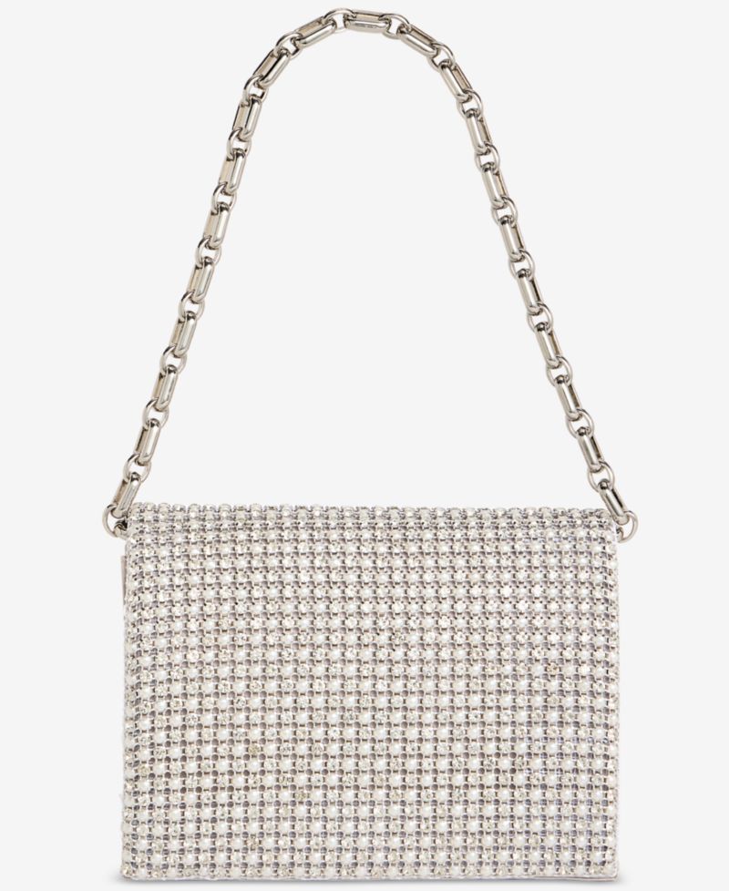 Imitation Pearl XL Diamond Mini Flap Clutch