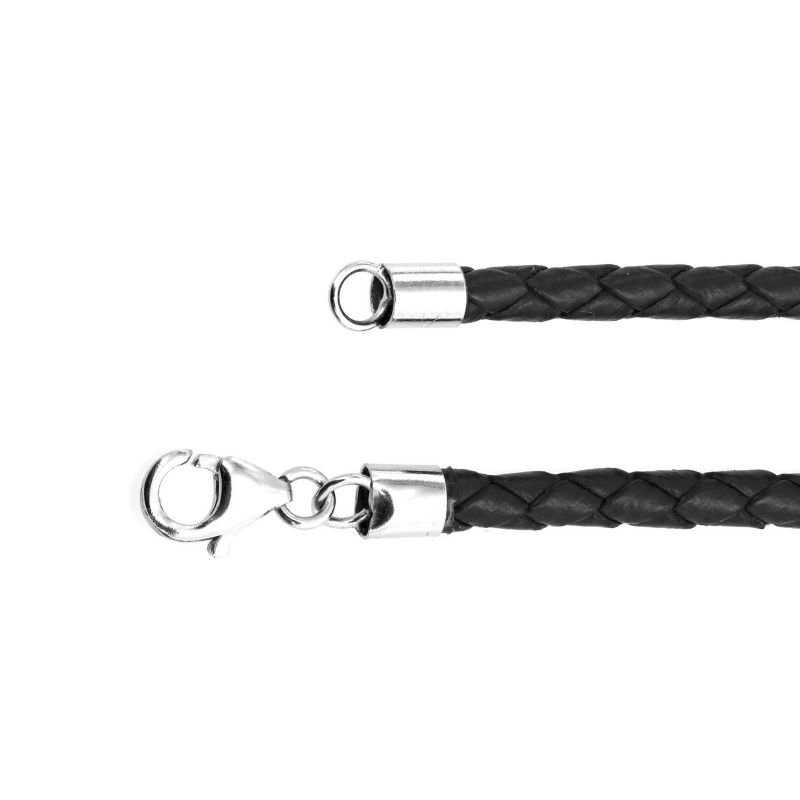 Leather Braided Cords Necklace Pendant Sterling Silver Clasp