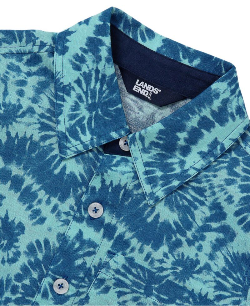 Boys Short Sleeve Linen Slub Button Down Shirt