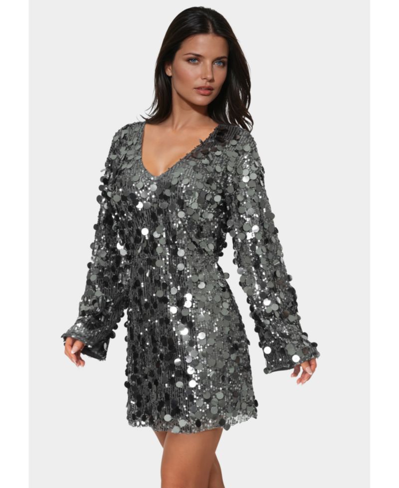 Women's Beaded Dolman Sleeve Mini Dress