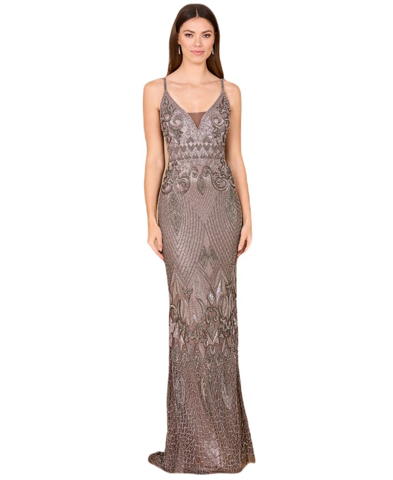 Women's Sleeveless V-Neck Beaded Dress