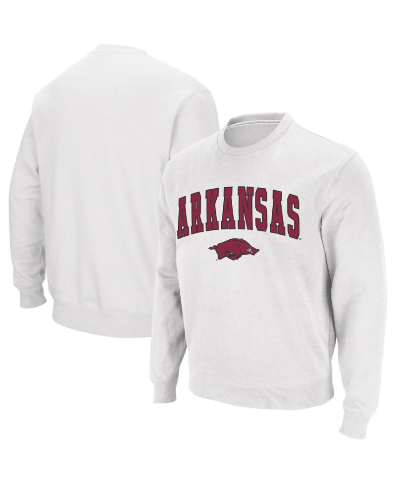Men's Arkansas Razorbacks Arch and Logo Crew Neck Sweatshirt