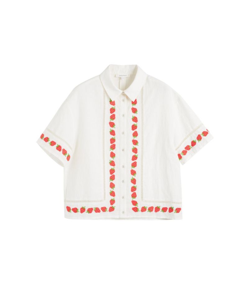Women's Chinti and Parker Linen-Blend Strawberry Shirt