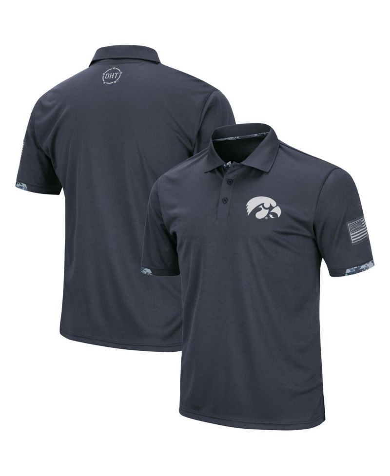 Men's Big and Tall Charcoal Iowa Hawkeyes OHT Military-Inspired Appreciation Digital Camo Polo Shirt