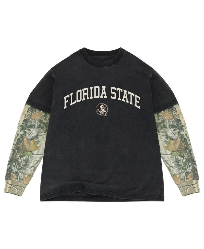 Men's Black/Camo Florida State Seminoles Back Bay Twofer Heavyweight Long Sleeve T-Shirt