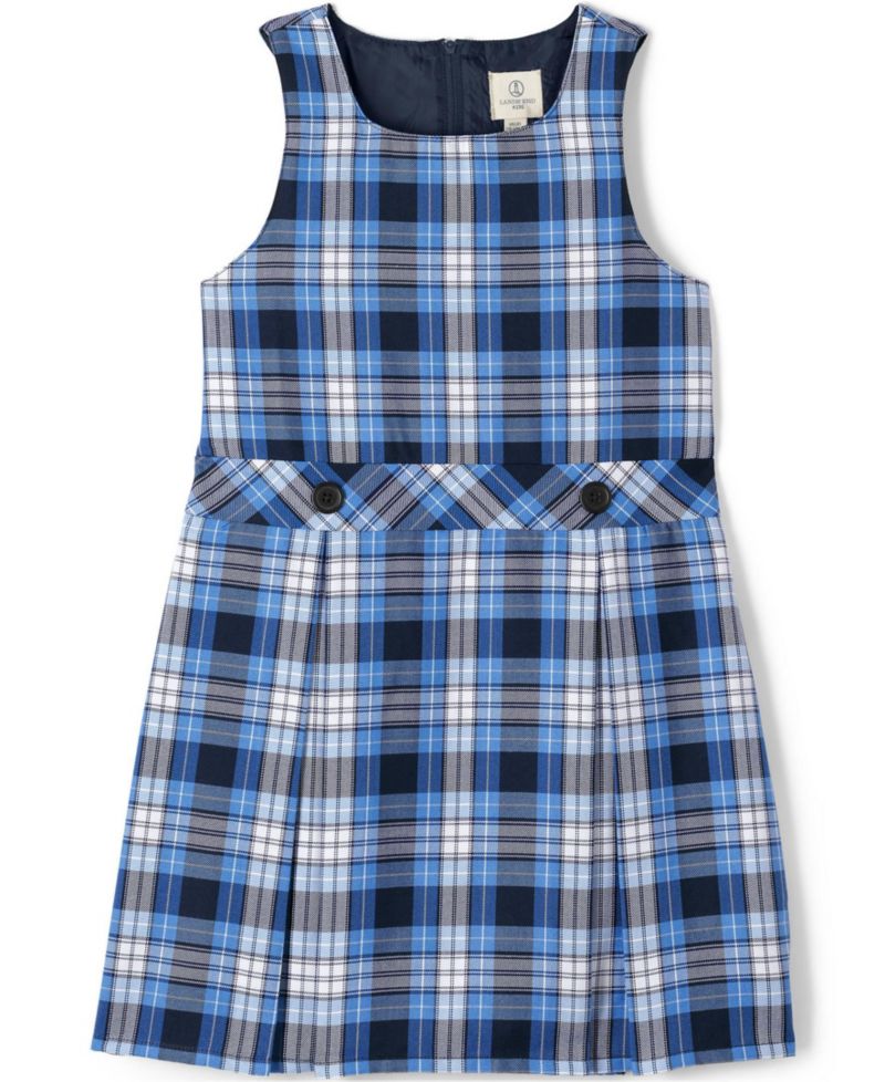 Little Girls School Uniform Plaid Jumper Top of Knee