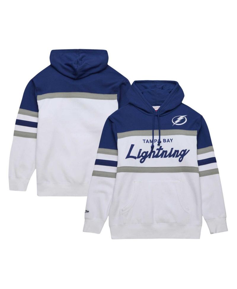 Men's White, Blue Tampa Bay Lightning Head Coach Pullover Hoodie