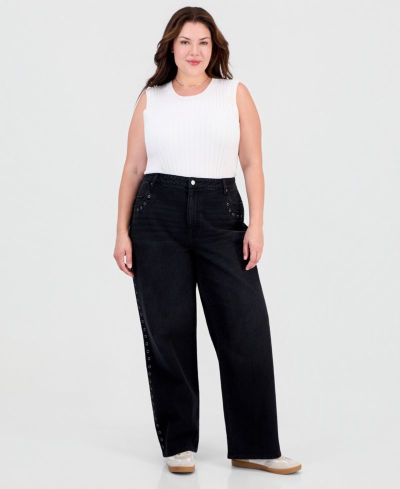 Trendy Plus Size Wide-Leg Jeans