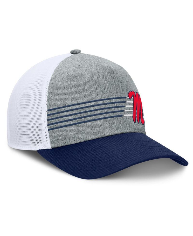 Men's Heather Gray/Navy Ole Miss Rebels Profile Trucker Adjustable Hat