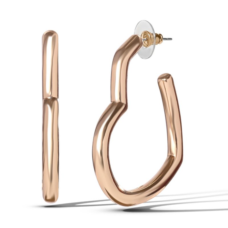 Heart Hoop Earrings for Women - Yellow Gold-Tone Mother's