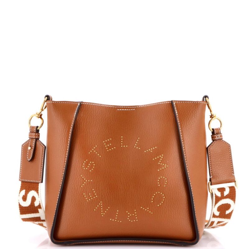 Mini Logo Crossbody Bag Perforated Faux Leather