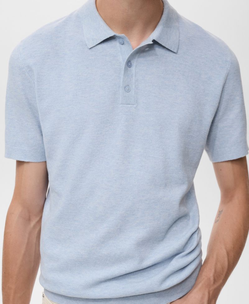 Men's Structured Knitted Slim-Fit Polo Shirt