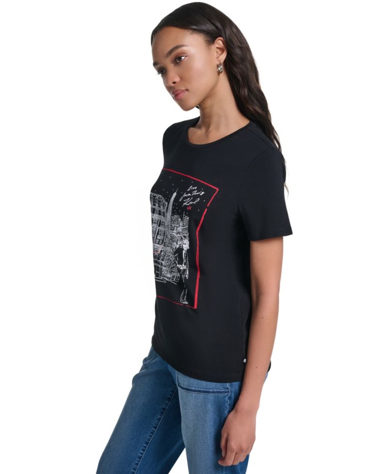 Women's In Paris Scene Logo Graphic Crewneck T-Shirt