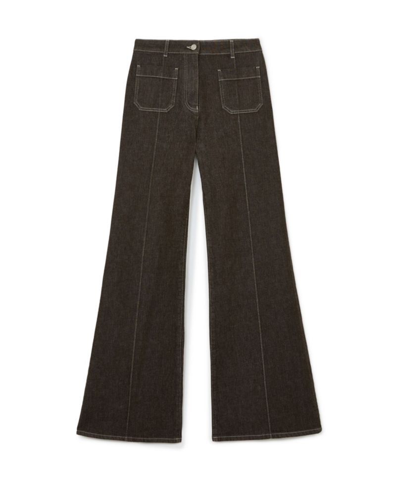 Petite Sakura High-Waisted Flared Patch-Pocket Jeans
